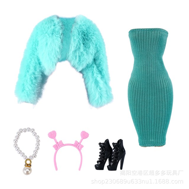 Ropa de moda para muñecas Barbie, abrigo de felpa de piel, falda, camisa de burbujas, pantalones, traje diario para muñeca BJD 1/6, accesorios de juguete para niñas(Not Include Doll T