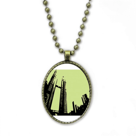 malaysia petronas twin towers necklace vintage chain bead pendant jewelry collection