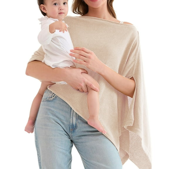 FUNUONY Nursing Covers for Breastfeeding, Breathable Breast Feeding Cover for Mom, Muslin Breastfeeding Cover Up for Women, Baby Essentials Privacy Nursing Poncho Shawl Cover for Breastfeeding Breath