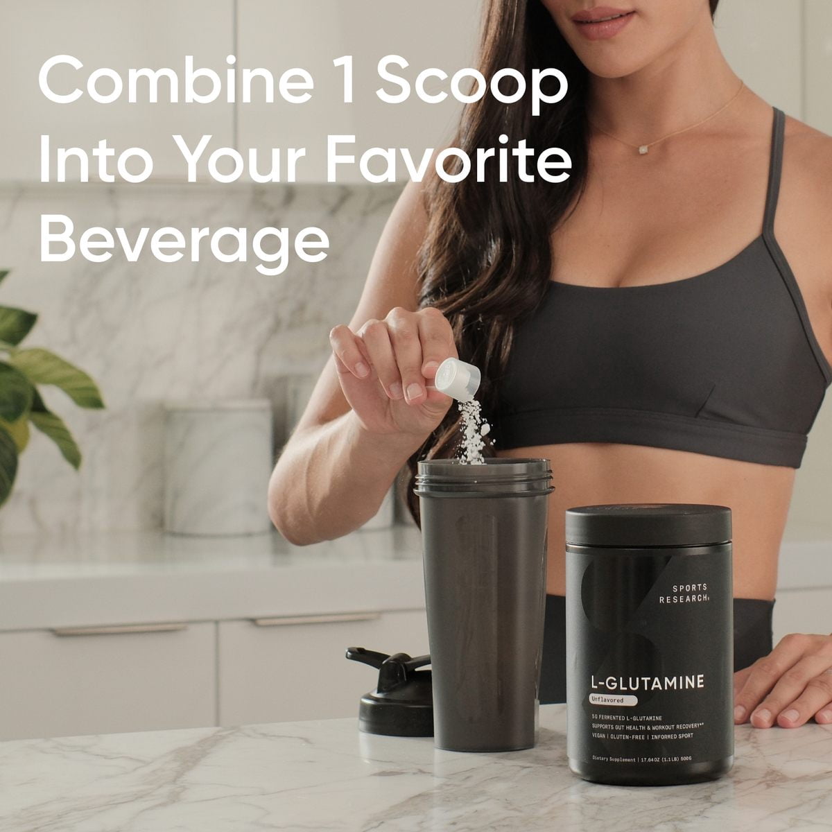 Sports Research® SR L-Glutamine Workout Recovery Immune Health Gut Health IBS 5g Per Serving