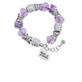 thumbnail image 2 of Delight Jewelry Silvertone Large Maid of Honor Heart Purple Butterfly Bead Charm Bracelet, 7"+1" Extender, 2 of 5