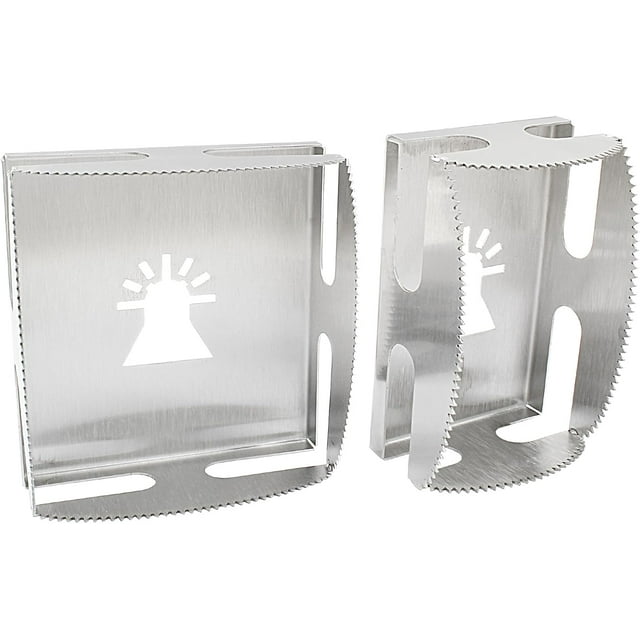 HUGFEG 2 Pack Stainless Steel Square Slot Cutter, Drywall Oscillating Tool Outlet Box Cutter, Electrical Box Drywall Outlet Cutout Tool, Oscillating Square Blade for Wood, Plastic, Metal UA824-12654