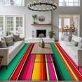 thumbnail image 3 of Abstract Area Rugs 5x7 ft Colorful Mexican Stripe Green Red Orange Farmhouse Washable Rug Non Slip Indoor Carpet Absorbent Floor Mat for Living Room Bedroom Dining Room, 3 of 9