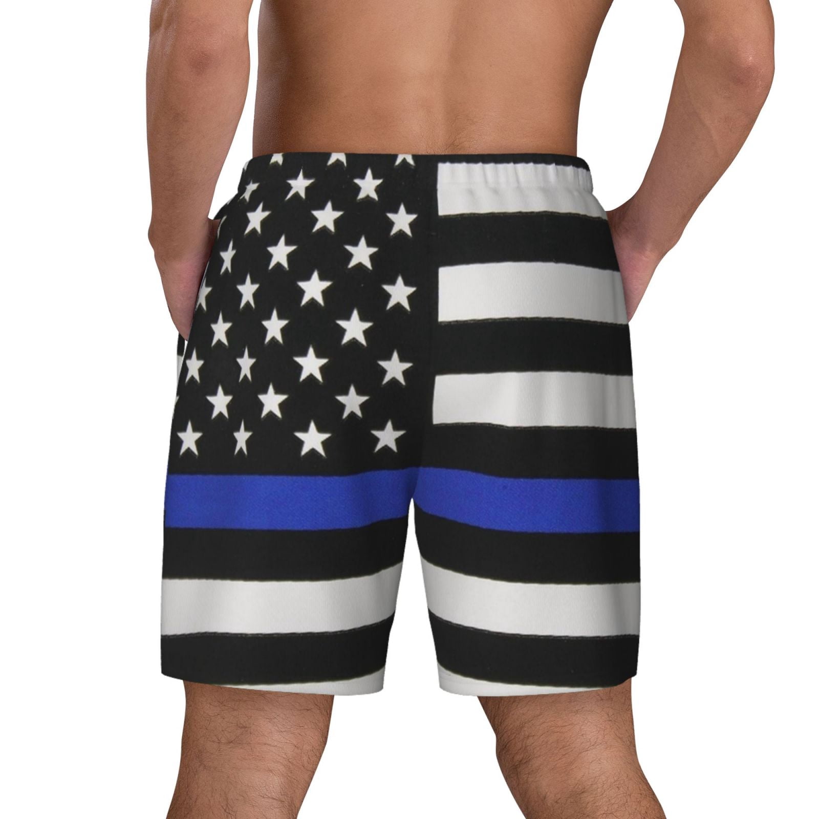 Men's 2 in 1 Swim Trunks with Compression Liner Thin Blue Line