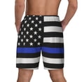 thumbnail image 2 of Men's 2 in 1 Swim Trunks with Compression Liner Thin Blue Line Flag Quick Dry Beach Shorts, 2 of 6