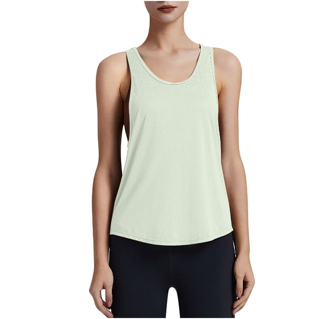 Posijego Racerback Tank Tops for Women Workout T-Shirts Casual Loose Sleeveless Athletic Running Tank Tees