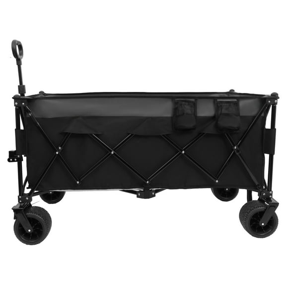 Utility Wagon 51 inch Heavy Duty Foldable - 480lbs Capacity, All-Terrain Wheels, Space Saving Design - Black/Gray