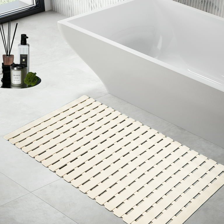 Anti Skid Bathroom Mat for Floor Bathtub Bath Shower Mat with Suction Cups  & Drain Holes