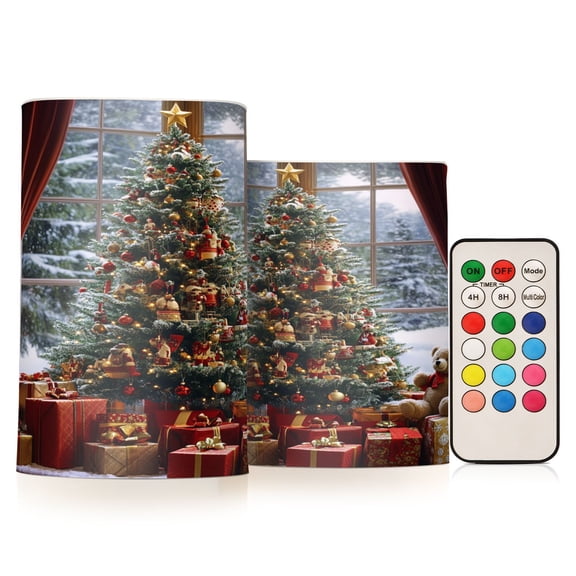 BZSMCE Flameless Candles LED Lights Christmas Tree Decorated with Gifts Creativity Battery Candles