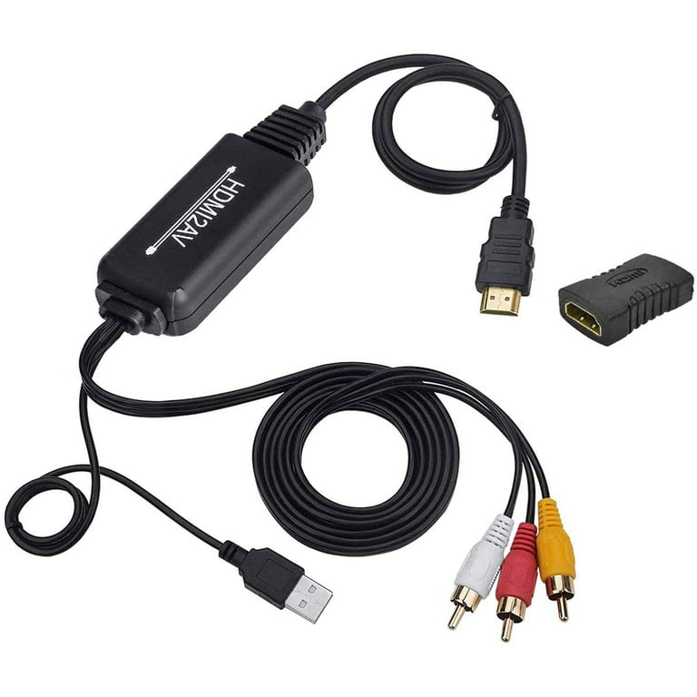 HDMI to RCA Cable, HDMI to RCA Converter Adapter Cable, 1080P HDMI to AV  3RCA CVBs Composite Video Audio Supports for  Fire Stick, Roku,  Chromecast, PC, Laptop, Xbox, HDTV, DVD 