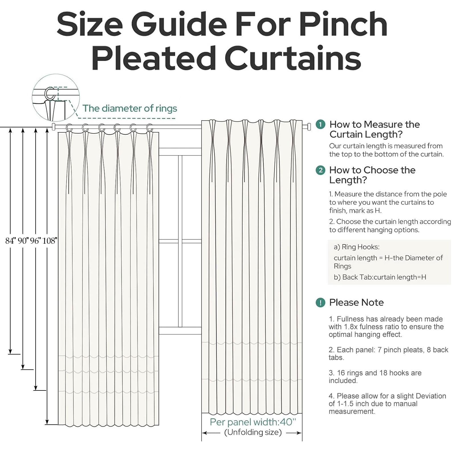 Topfinel Light Filtering Curtains Natural Pinch Pleated Drapes Back Tab Pinch Pleat Hooks Rings Window Treatments for Living Room Bedroom,Linen, 40x84 inch, 2 Panels