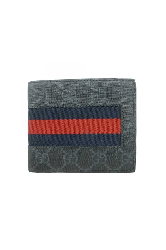 Pre-Owned Gucci GG Supreme Sherry Line Wallet 408826 Black Men's