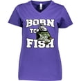 thumbnail image 3 of Inktastic Born to Fish Women's V-Neck T-Shirt, 3 of 5