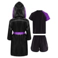 thumbnail image 2 of TiaoBug Kids Boys Boxing Robe Short Sleeve T-shirt and Shorts Set Boxer Fancy Dress Hooded Cloak Purple 14, 2 of 5
