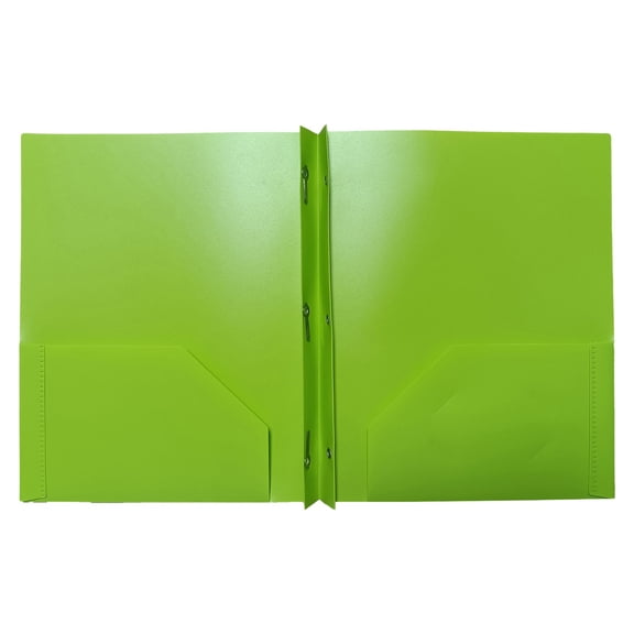 YAZHPA Heavy Duty Plastic Folder, 1 Pack, Pocket Folder with brads, Letter Size Poly File, Plastic Folders with 3 Prongs Fasteners - Green