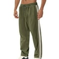 thumbnail image 3 of Handshe Men's Sporty Casual Straight-Leg Sweatpants with Striped Panel, Drawstring Closure, Elastic Waist and Pockets,Plus Size, 3 of 8