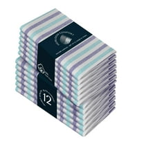 HEIRLOOM COMFORT Blue Fiesta Stripes Reusable Cloth Napkins, 12 Pack, 18x18 Inch, Multicolor Cotton Fabric, Hotel Quality & Soft Table Napkins for Dinner, Holiday Parties, Outdoor Dining, Washable