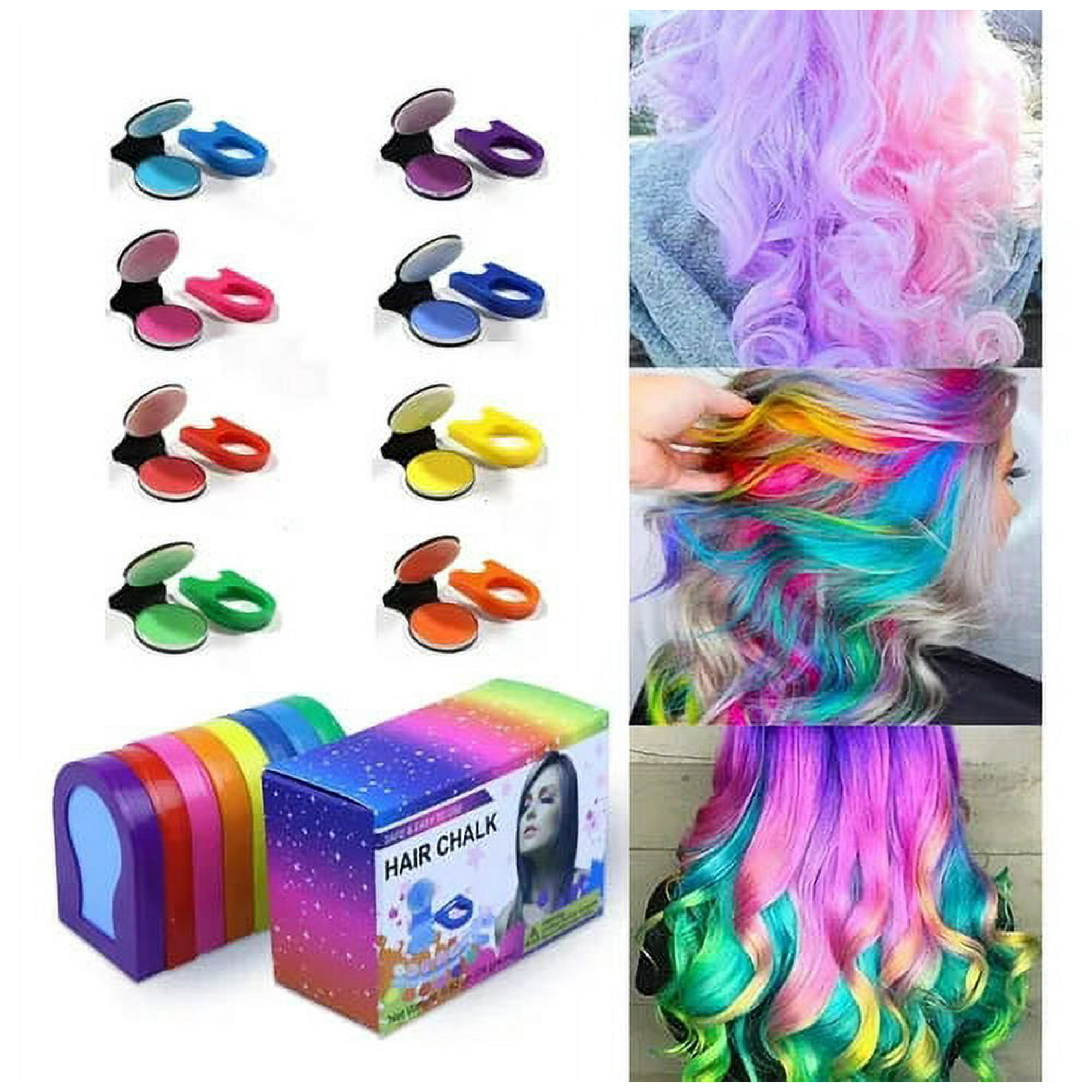 Washable Hair Chalk for Kids - 8-Color Non-Sticky Hair Dye for