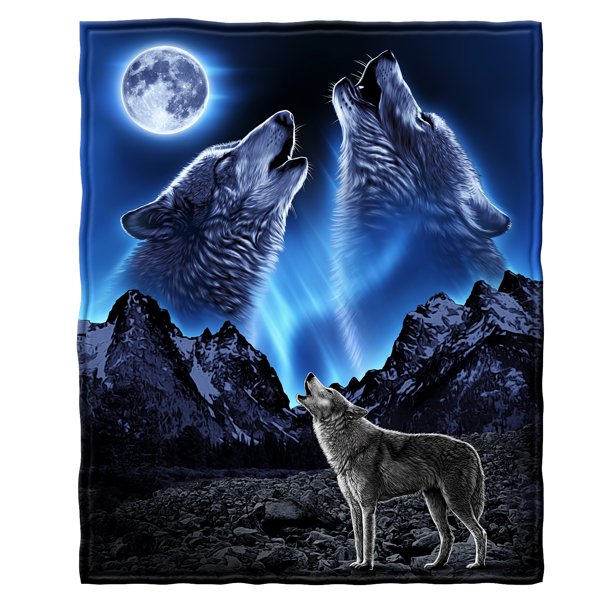 Dawhud Direct Wolves Howling Moon Super Soft Plush Fleece ...