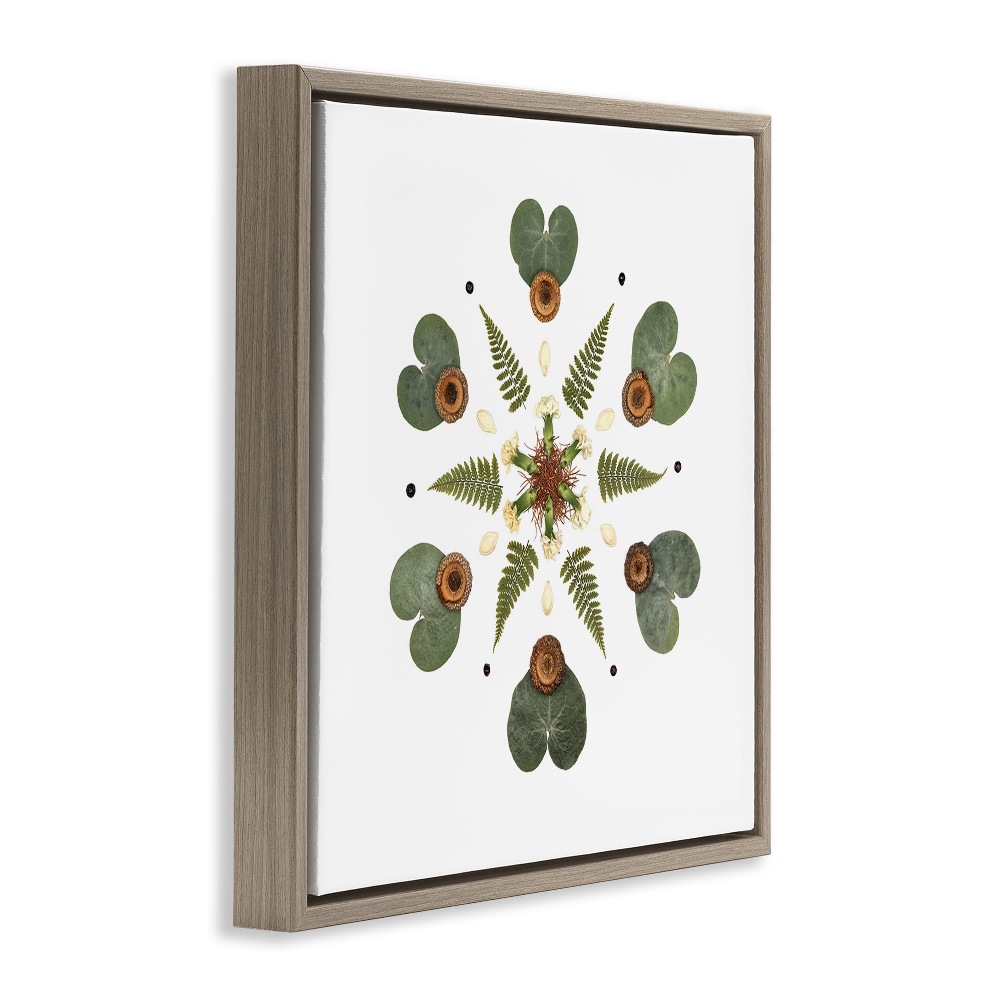 Stupell Industries Lily Pad & Fern Mandala Brown Framed Floater Canvas Wall Art, design by Beth Adoette