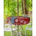 thumbnail image 3 of Fsddascl Red Merry Christmas Outdoor Tablecloth - 54 Inch Round Dining Table Cover, Xmas Winter Snowflake Red White Waterproof Outdoor Table Cloth with Umbrella Hole & Zipper for Picnic/Patio/Party, 3 of 7