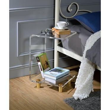 Fox Hill Trading Pure Decor C Shape Lucite and Acrylic Accent Table in Clear