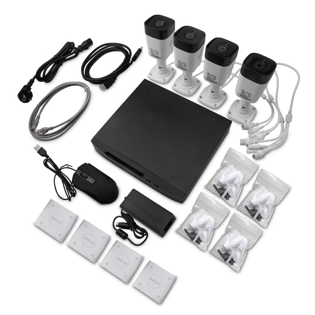 QIAN NVR 5 Megapixel - Equipo 8 Canales con Cámara IP - PoE Bullet de 5 MP x 4 Piezas (QET-N0854)