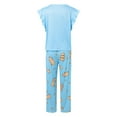 thumbnail image 6 of Bibifish Womens Pajama Sets Cartoon Character Printed Ruffle Sleeve Sleepwear Sets Ruffle Sleeve Top With Pants Funny Letter Nightwear Sets, 6 of 9