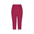 thumbnail image 4 of AzureSilk Women's Casual -Color Diamond-studded Slim-fit Cropped Bottoming Pants, Size S-3XL, 4 of 4