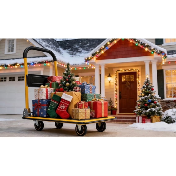 Foldable Push Cart Dolly - 330lb Capacity Moving Cart, Heavy Duty Platform Truck with 360 Degree Swivel Wheels & Easy Storage