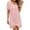 Pink, variant on QUNYINEY Mini Womens Dresses Short Sleeve Summer Cut Out Black Shift Dress Casual Loose Fit V Neck Knotted Dress
