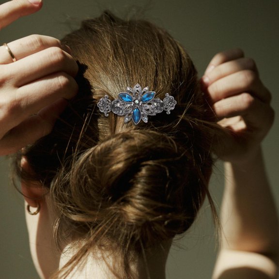 ETEREAUTY Sky Rhinestone Hair Clip French Barrette Sparkly Elegant Chignon Hair Accessory for Women