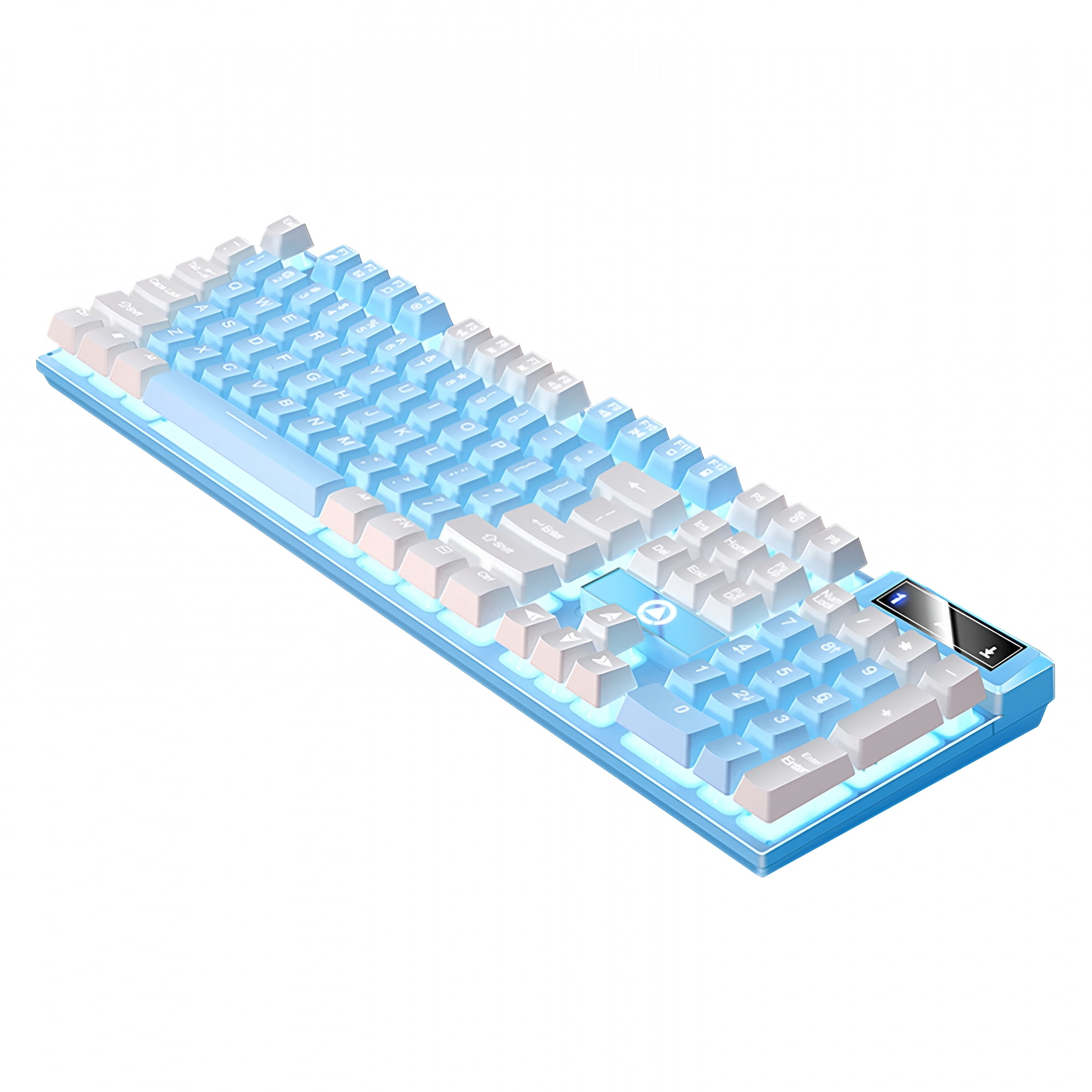 GJX 2026 New Gaming Keyboard,Ergonomic Mechanical Feel Usb Wired Keyboard,Slim Led Backlit Floating Design Spill-Resistant Abs Keycaps Rgb Media Controls,Blue