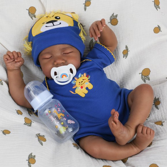 CHAREX Realistic Reborn Baby Dolls Black - 18 inch Newborn Baby African American, Soft Body Real Life Sleeping Baby Doll with Accessories Gift Set fo