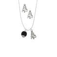 thumbnail image 2 of Delight Jewelry 12mm Black Roller Glass Spinner Silver tone Zig Zag Christmas Tree Charm Necklace and Stud Earrings, 2 of 4