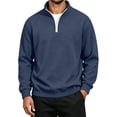 thumbnail image 2 of hoksml Men s Quarter Zip Sweatshirt Solid Color Casual Long Sleeve Pullover for Fall Daily Work Outdoor Comfort, 2 of 7