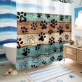 thumbnail image 5 of No Hook Shower Curtain, Black Dog Claws Shower Curtains for Bathroom with See Through Top Window, Cat Pets Printed Teal Brown Wood Grain Waterproof & Washable Bath Curtain Long 72"x78", 5 of 9