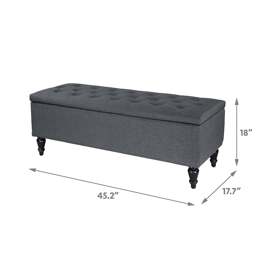 ABBLE W 45 in. x H 17.3 in. Gray Fabric Upholstered Storage Bench with Button-Tufted Seat