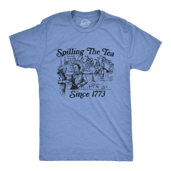 Mens Spilling The Tea Since 1773 T Shirt Funny US History Boston Tee Party Graphic Tee Graphic Tees