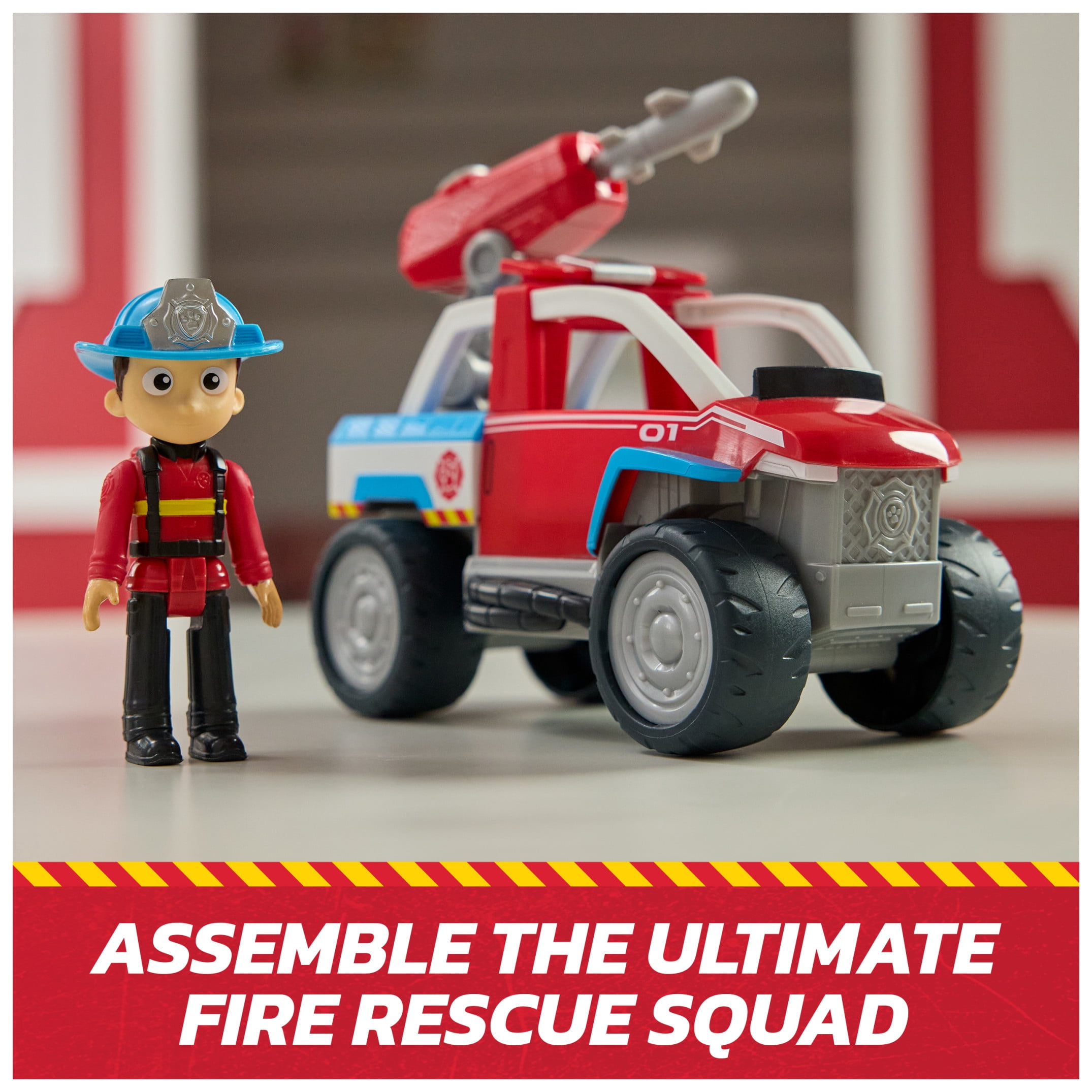 PAW Patrol Fire Rescue, Fire ATV Vehicle with Ryder Figure & Drone Launcher, for Kids 3+