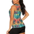 thumbnail image 4 of Picia Hawaii Palms Pattern Women's Workout Tank Top,Breathable Activewear,Slim Fit Athletic Top,Versatile Workout Moisture-wicking top-X-Large, 4 of 9