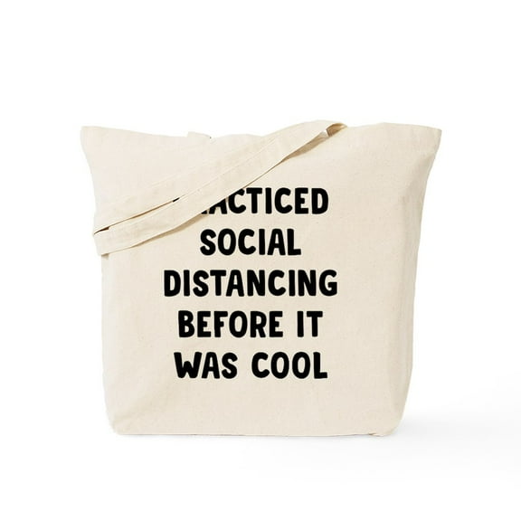 CafePress - Practiced Distancing - Unisex Canvas Tote Bag, Beige, 1-Piece