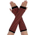 thumbnail image 1 of Gants Sans Doigts à Rayures Noires et Rouges pour Femmes, 1 of 6