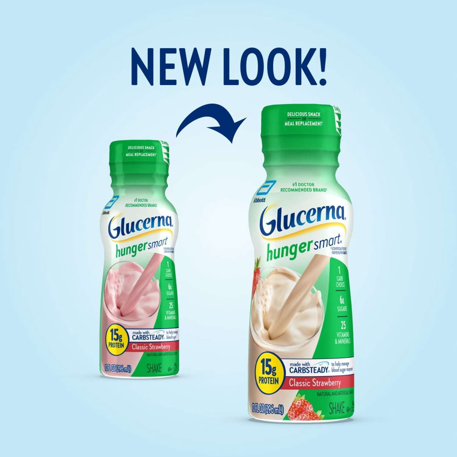 (2 pack) Glucerna Hunger Smart Diabetic Protein Shake, Classic Strawberry, 10-fl-oz Bottle, 6 Count