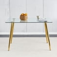 thumbnail image 5 of LUFTUT 51" Glass Dining Table, Rectangular Tempered Glass Top with Rounded Corners, Gold Metal Tapered Legs, Modern Kitchen & Dining Room Table, Easy Assembly, Small-Space Friendly, 5 of 7