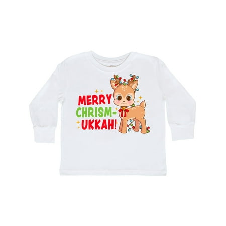 

Inktastic Merry Chrismukkah Cute Baby Reindeer with Lights Gift Toddler Boy or Toddler Girl Long Sleeve T-Shirt