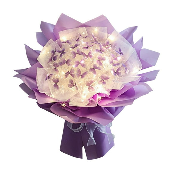 Ramo de mariposas para cumpleaños, San Valentín, accesorios para fotos, haz tu propia flor Violeta 33 Mariposa