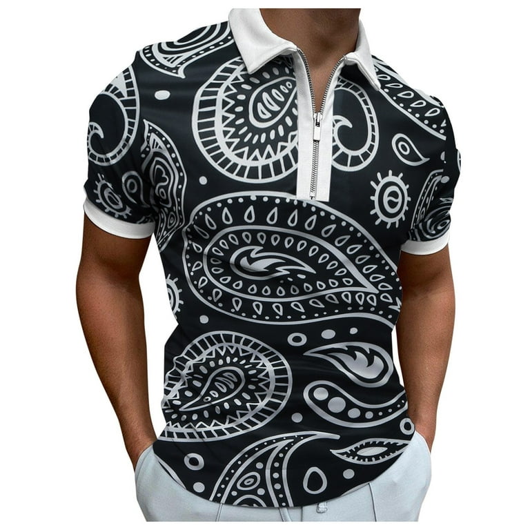 B91xZ Mens Shirts Lapel Blouse Collar Top Top Printing Summer Men's Short  Shirt Sleeve And Printing T Shirts Tall Men Polo Shirts For Men Black XL 