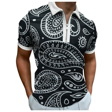 

koaiezne Top Zipper Slim Summer Blouse Printing Men s Sleeve Multicolor And Short Spring Printing Shirt Lapel Collar Top Men s Shirts Long Sleeve under Scrub Tee Men Summer Fashion Tops