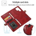 thumbnail image 4 of Feishell Magnetic Detachable Wallet Case for Samsung Galaxy S25 Ultra,with Wrist Strap,Premium PU Leather Magnetic Buckle Credit Card Slots & Cash Pocket Shockproof Phone Case for Women Men,Red, 4 of 9